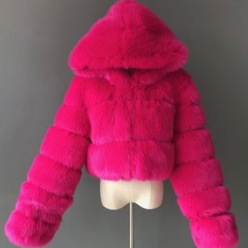 Pink Faux fur jacket in small